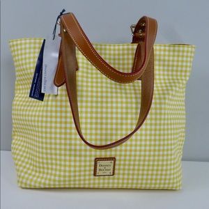 Dooney & Bourke Emily Shoulder Bag Gingham Plaid Coated Canvas & Leather NWT